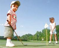 kids playing golf